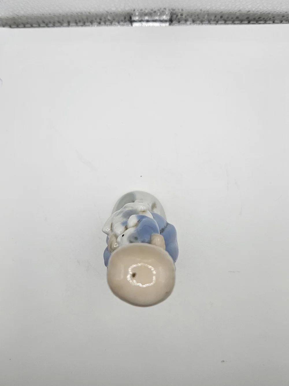 Porcelain Girl Figurine Holding Kitten Cat - Blue Dress